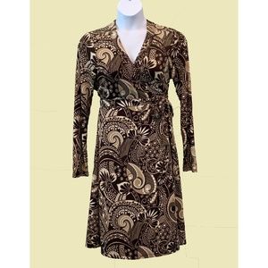 Tahari - Brown Paisley Wrap Dress